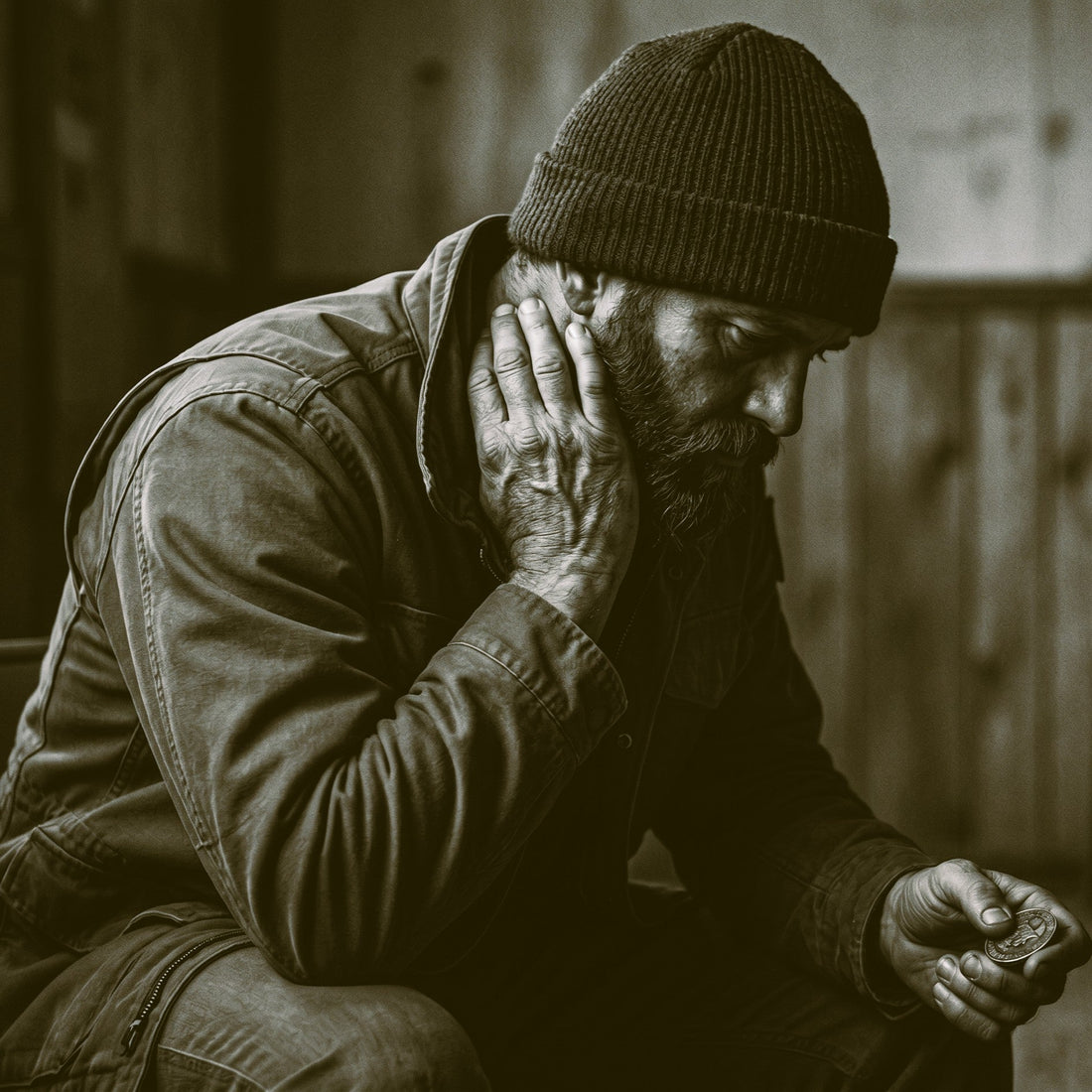 black and white picture of man, in a watch cap. Tactical Pause Apparel #watchyour6MH blog