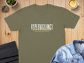 Olive green t-shirt with "HYPERVIGILANCE" and "I Notice Everything and Trust Nothing" text.