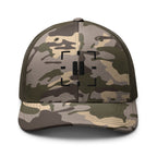 Embroidered TPA Camo Trucker Hat in Olive Camo, front view — Tactical Pause Apparel