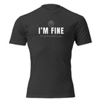 "I'm Fine (Faking It Noticeably Everyday)" graphic tee in Charcoal, front view — Tactical Pause Apparel