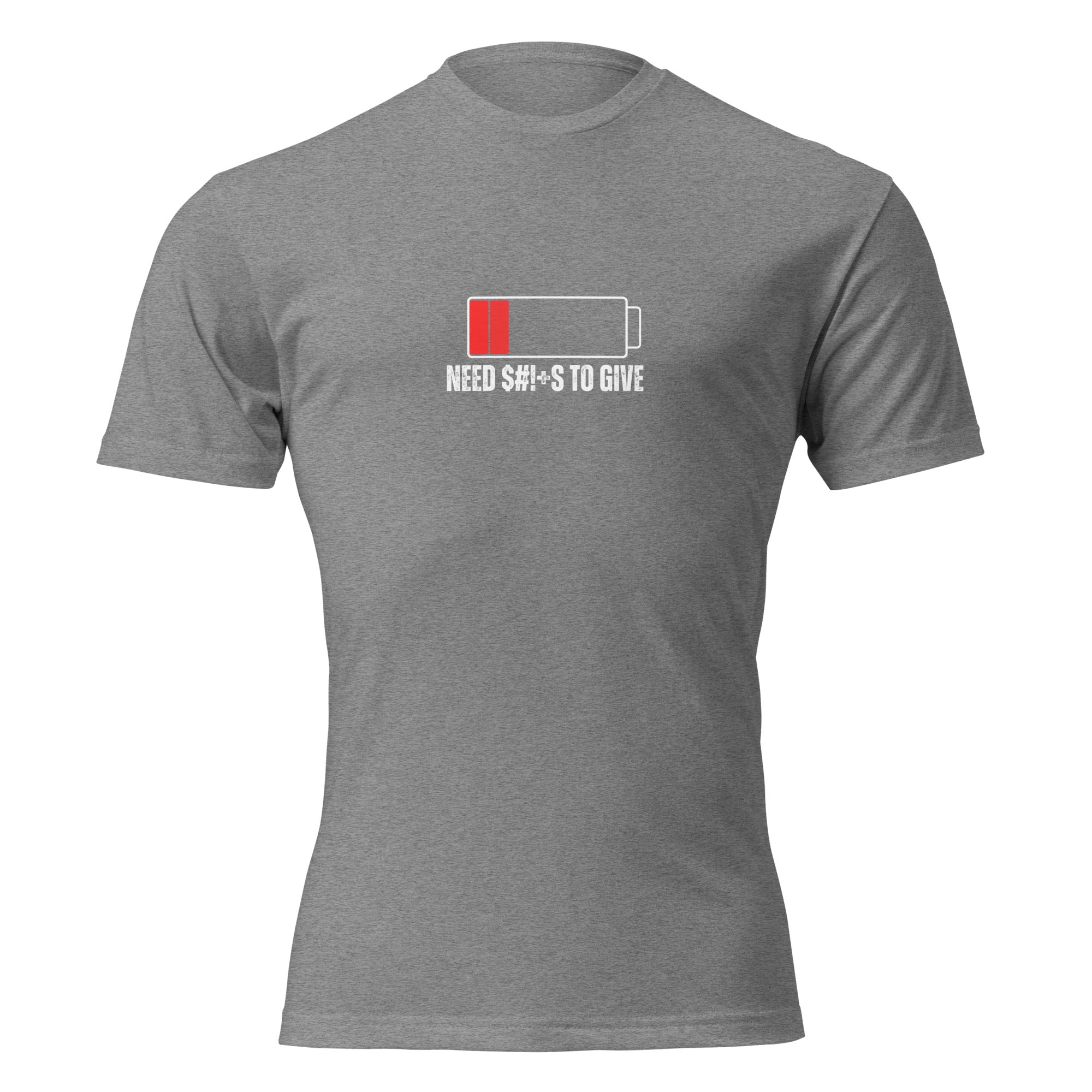 "Need S#!+s To Give" graphic tee in Dark Heather Gray, front view — Tactical Pause Apparel
