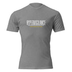 "Hypervigilance: Notice Everything & Trust Nothing" graphic tee in Dark Heather Gray, front view — Tactical Pause Apparel