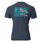 unisex CVC tee back graphic with American flag and text "The Bravest thing a Warrior can do is keep Fighting — even against the Battles within" — Tactical Pause apparel