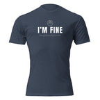 "I'm Fine (Faking It Noticeably Everyday)" graphic tee in Midnight Navy, front view — Tactical Pause Apparel