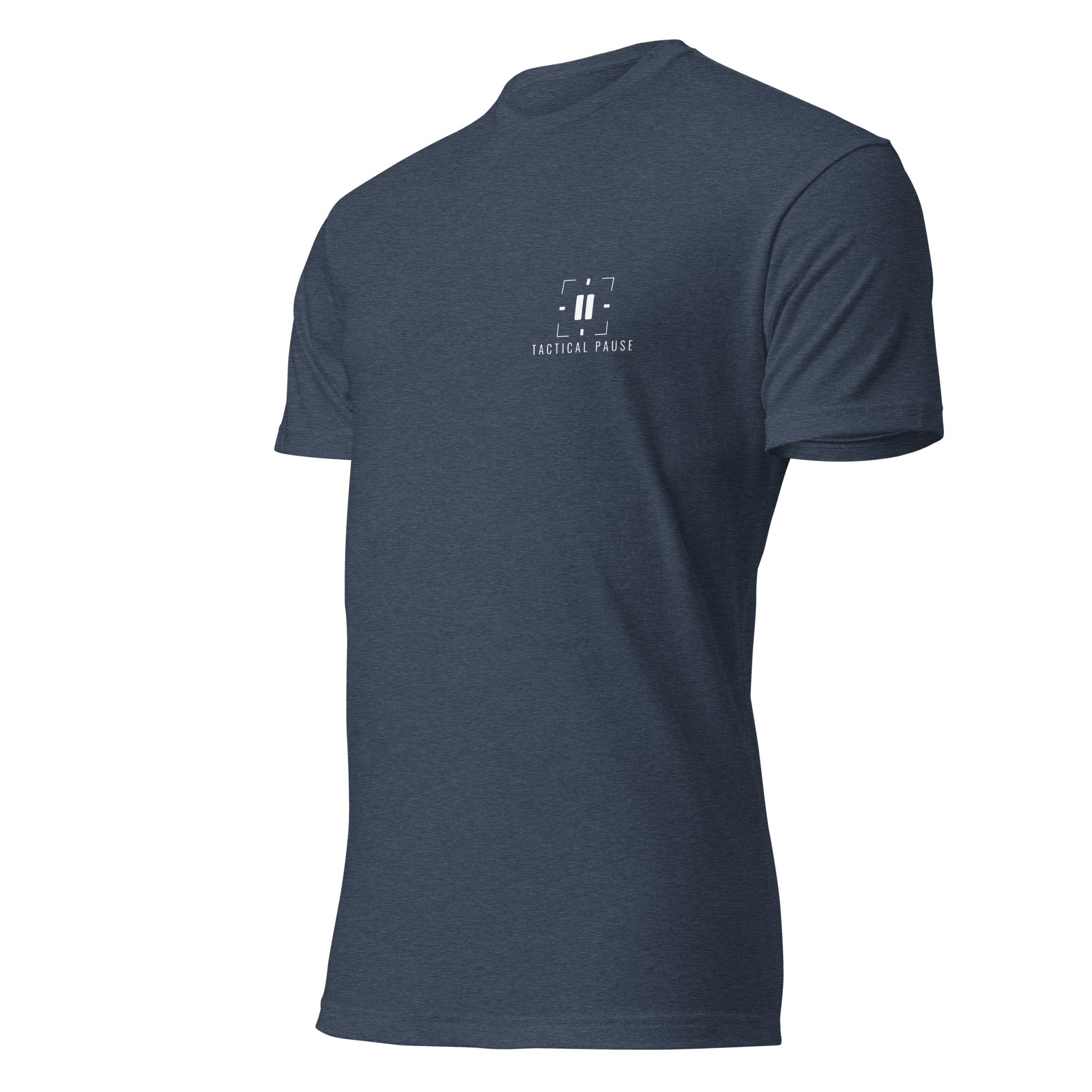 Navy blue t-shirt with Tactical Pause Apparel logo on the front