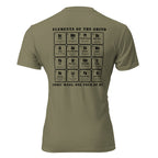 Military green shirt with periodic elements of the grind on the back military edition. Tactical Pause Apparel