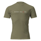 "Off Shift Still On Call" graphic tee in Military Green, front view — Tactical Pause Apparel