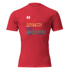 "Quit Quitting On Yourself" graphic tee in Red, front view — Tactical Pause Apparel