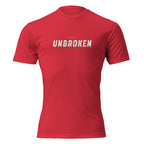 "I Remain Unbroken" graphic tee in Red, front view — Tactical Pause Apparel