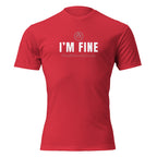 "I'm Fine (Faking It Noticeably Everyday)" graphic tee in Red, front view — Tactical Pause Apparel