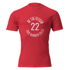 unisex CVC tee with circular graphic reading "Be The Reason — 22 — This Number Falls" — veteran mental health awareness shirt by Tactical Pause