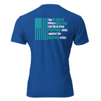  unisex CVC tee back graphic with American flag and text "The Bravest thing a Warrior can do is keep Fighting — even against the Battles within" — Tactical Pause apparel