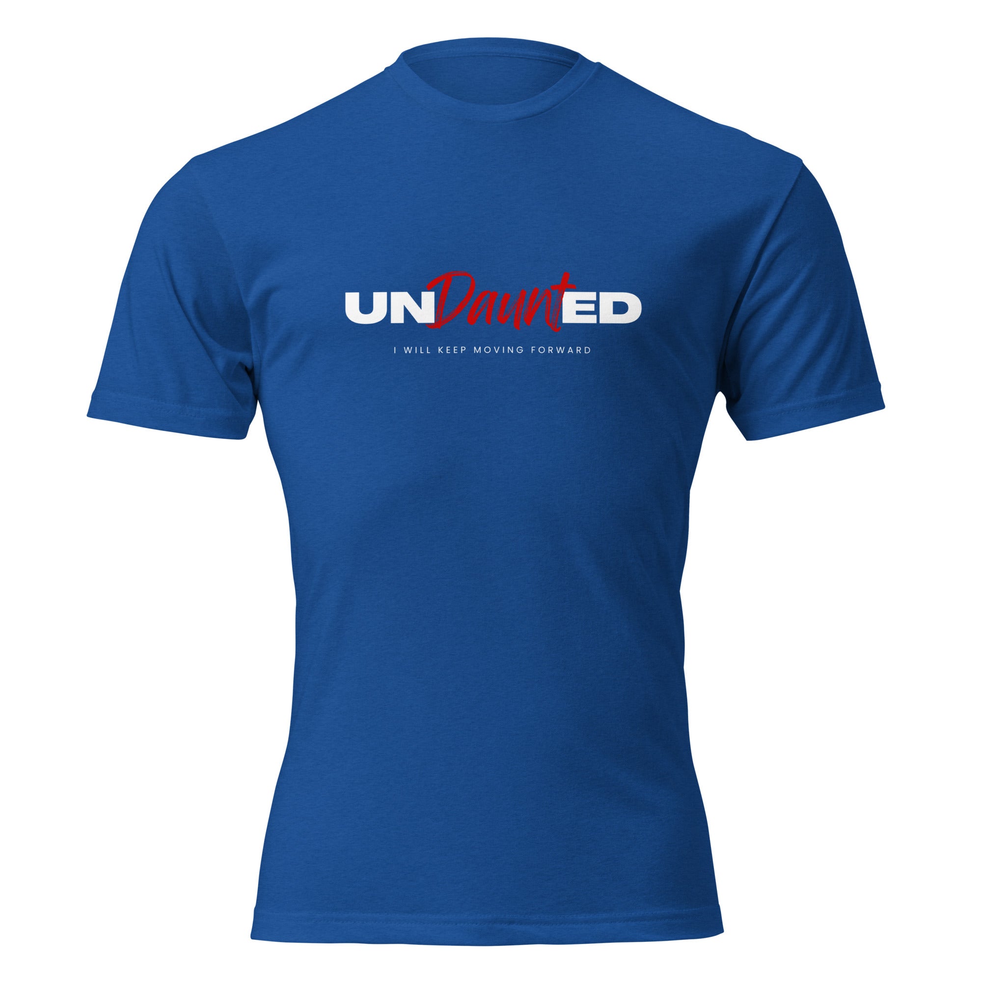 "UNDaunted" graphic tee in Royal Blue, front view — Tactical Pause Apparel