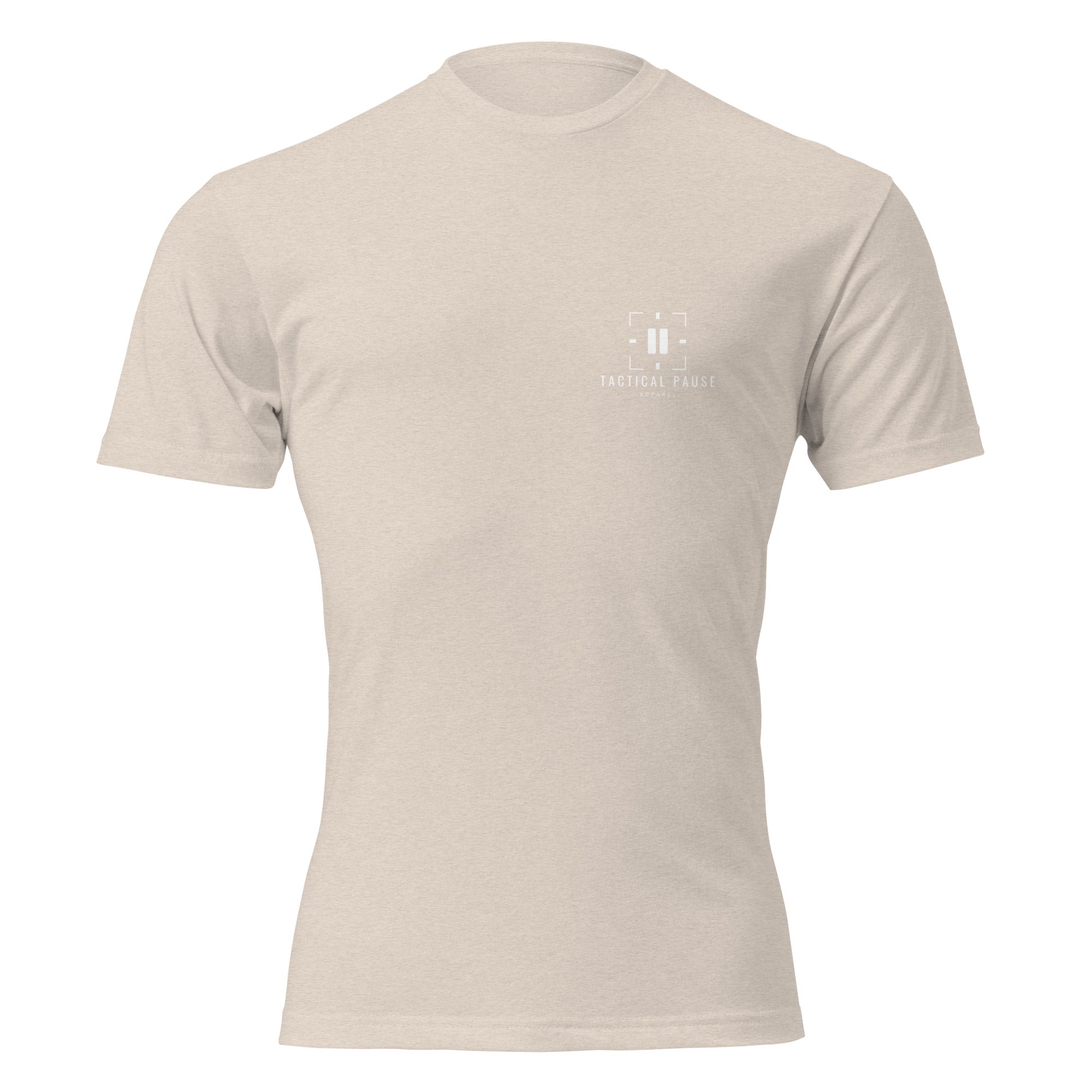 "The Grind | Fire Edition" graphic tee in Sand, front view — Tactical Pause Apparel